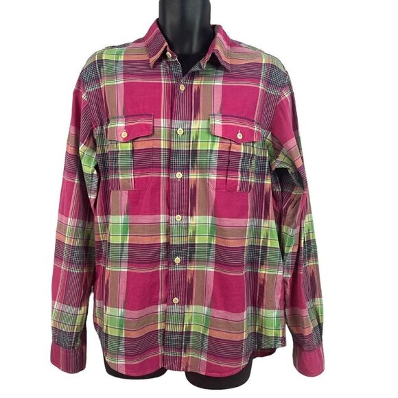 Polo Ralph Lauren Other - Polo Ralph Lauren Mens Roll Tab Sleeve Shirt Pink Plaid Large